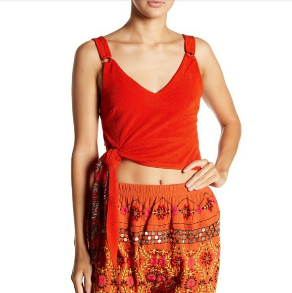 Free People Tops - $60 Free People Paisley Pop Tank Crop Top Red